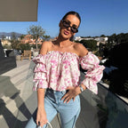 🌸🌸 Floral Print Smocked Off - the - Shoulder Top