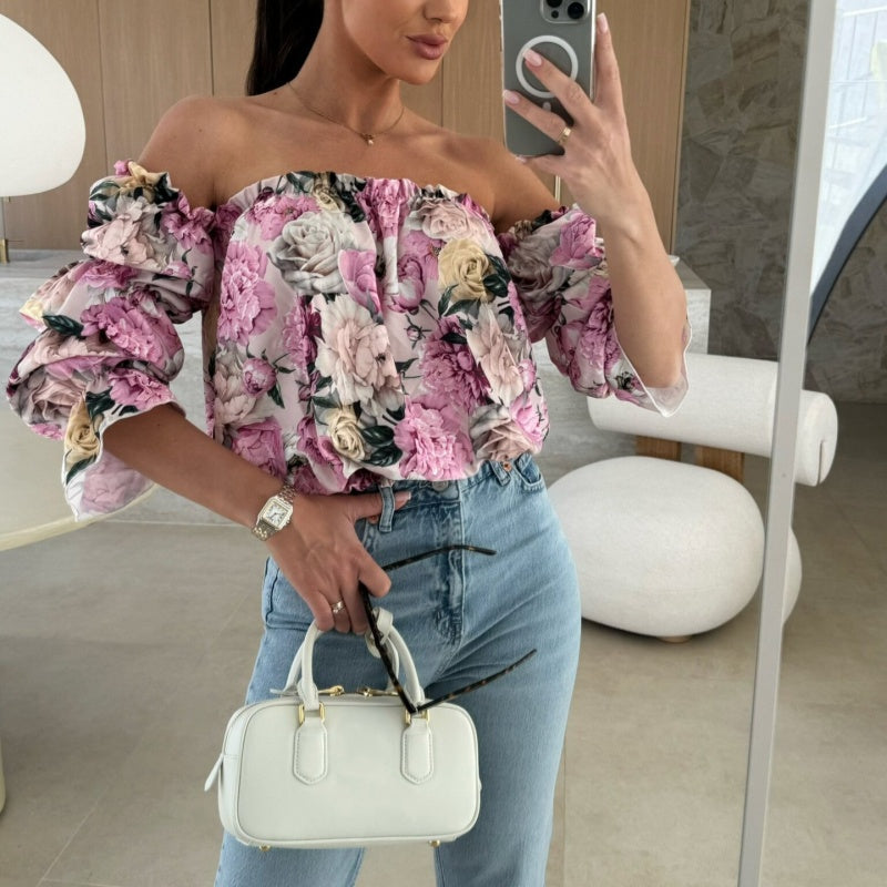🌸🌸 Floral Print Smocked Off - the - Shoulder Top