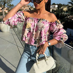 🌸🌸 Floral Print Smocked Off - the - Shoulder Top