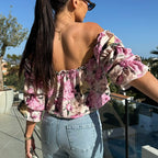 🌸🌸 Floral Print Smocked Off - the - Shoulder Top