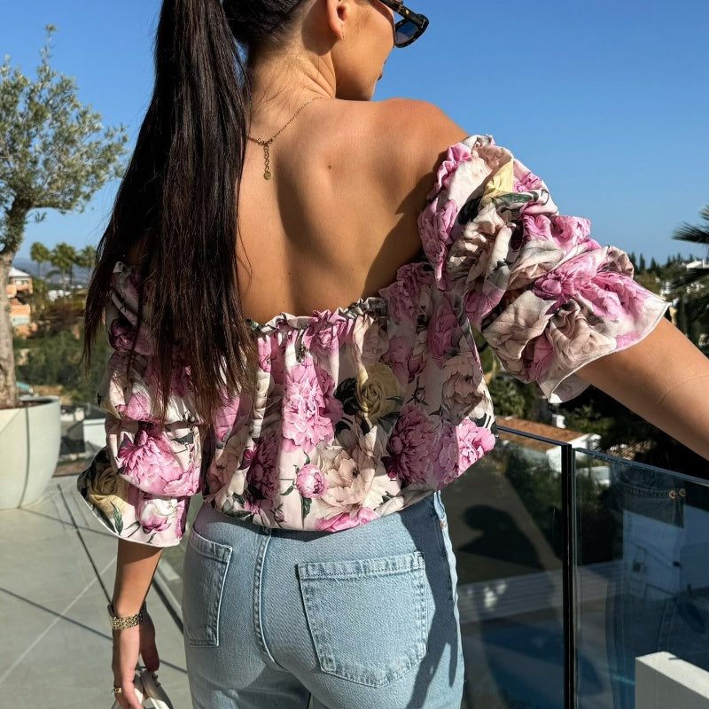 🌸🌸 Floral Print Smocked Off - the - Shoulder Top