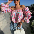 🌸🌸 Floral Print Smocked Off - the - Shoulder Top