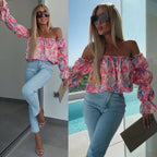 🌸🌸 Floral Print Smocked Off - the - Shoulder Top