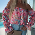 🌸🌸 Floral Print Smocked Off - the - Shoulder Top