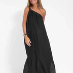 💃 Slanted shoulder side slit pure desire dress|An elegant killer suitable for commuting and dating