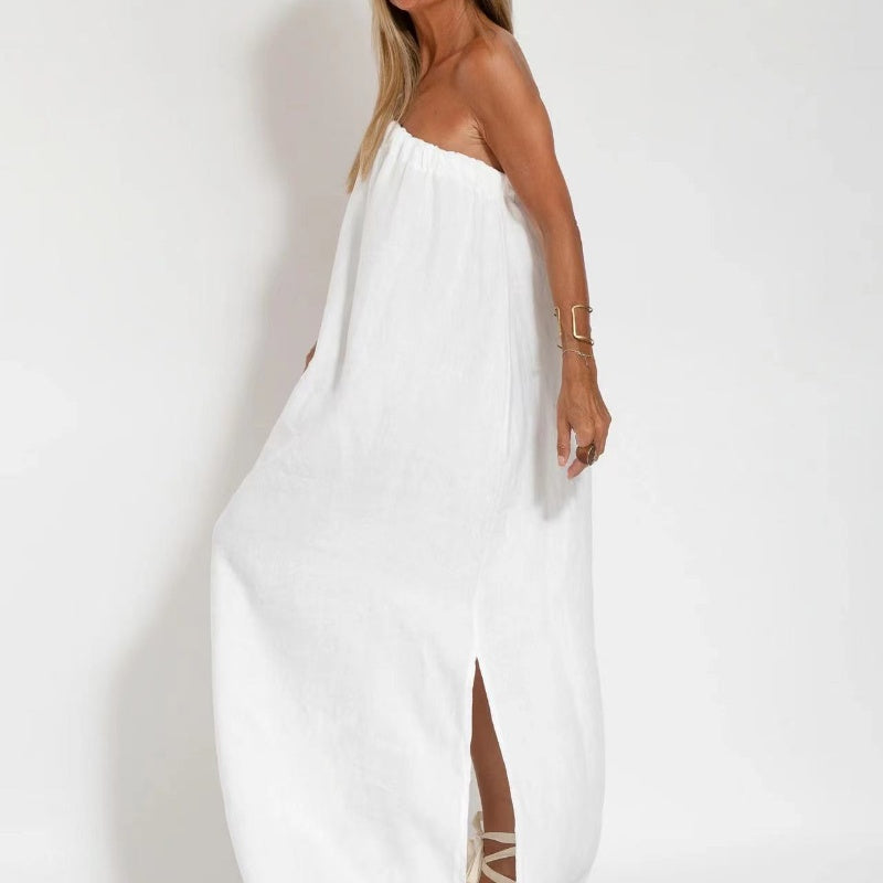 💃 Slanted shoulder side slit pure desire dress|An elegant killer suitable for commuting and dating