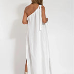 💃 Slanted shoulder side slit pure desire dress|An elegant killer suitable for commuting and dating