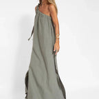 💃 Slanted shoulder side slit pure desire dress|An elegant killer suitable for commuting and dating