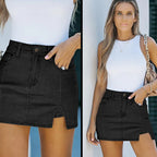 🔥HOT SALE 49% OFF🔥Women's High Waisted Slit Denim Short Skirts
