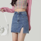 🔥HOT SALE 49% OFF🔥Women's High Waisted Slit Denim Short Skirts