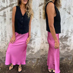 Women's Luxury Glossy Solid Color Skirt