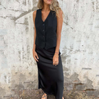 Women's Luxury Glossy Solid Color Skirt