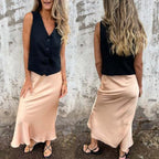 Women's Luxury Glossy Solid Color Skirt