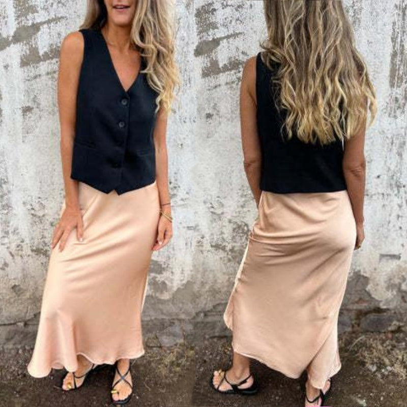 Women's Luxury Glossy Solid Color Skirt