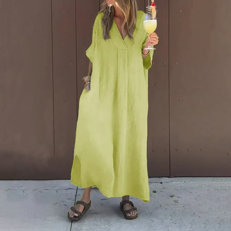 Casual Flowy V-neck Dress For Women