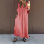 Casual Flowy V-neck Dress For Women