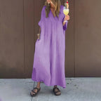 Casual Flowy V-neck Dress For Women