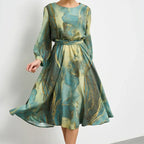 💕Limited Sale 50% OFF💕 Women’s Long Sleeve Fashion Printed Waist Dress – Chic & Timeless!