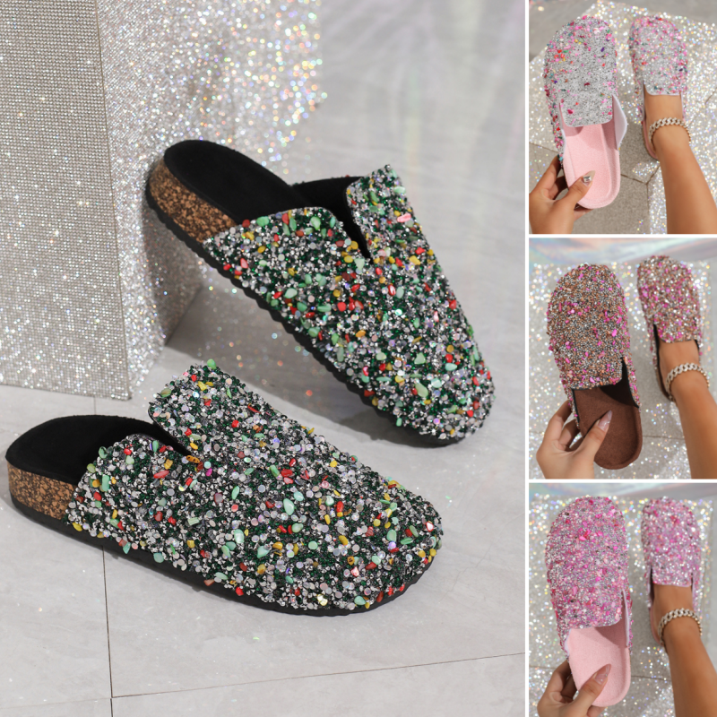 💕Limited Sale 50% OFF💕Women's Comfortable Casual Sequin Cork Slippers