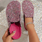 💕Limited Sale 50% OFF💕Women's Comfortable Casual Sequin Cork Slippers