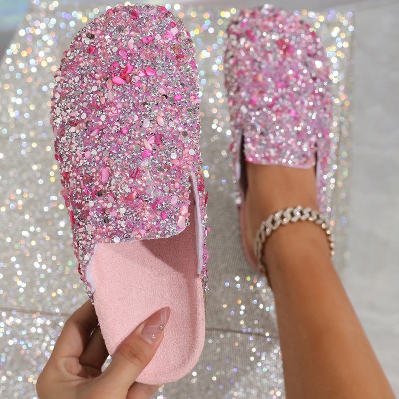 💕Limited Sale 50% OFF💕Women's Comfortable Casual Sequin Cork Slippers