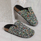 💕Limited Sale 50% OFF💕Women's Comfortable Casual Sequin Cork Slippers