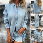 💖 Simple style women's versatile linen breathable button shirt！