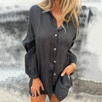 💖 Simple style women's versatile linen breathable button shirt！