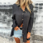 💖 Simple style women's versatile linen breathable button shirt！