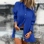 💖 Simple style women's versatile linen breathable button shirt！