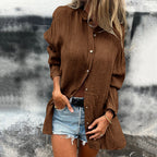 💖 Simple style women's versatile linen breathable button shirt！