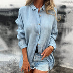 💖 Simple style women's versatile linen breathable button shirt！