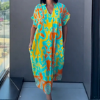 💃👗Effortlessly Chic💖 Women's Printed V - Neck Casual Elegant Dress