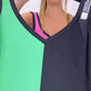 🌸Summer limited💐 high quality V-Neck Color Blocked Sleeveless Knit Dress