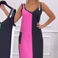 🌸Summer limited💐 high quality V-Neck Color Blocked Sleeveless Knit Dress