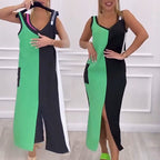 🌸Summer limited💐 high quality V-Neck Color Blocked Sleeveless Knit Dress