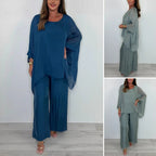 ✨ Early summer new ✨ ultra-thin women's elegant casual chiffon top and wide-leg pants set