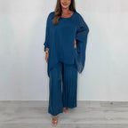 ✨ Early summer new ✨ ultra-thin women's elegant casual chiffon top and wide-leg pants set