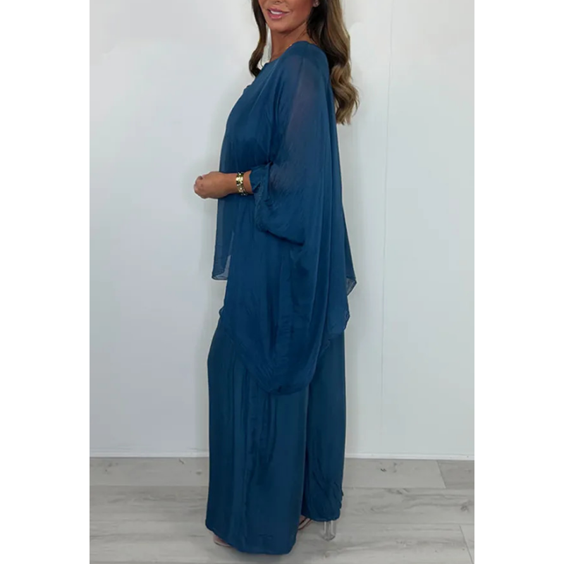 ✨ Early summer new ✨ ultra-thin women's elegant casual chiffon top and wide-leg pants set
