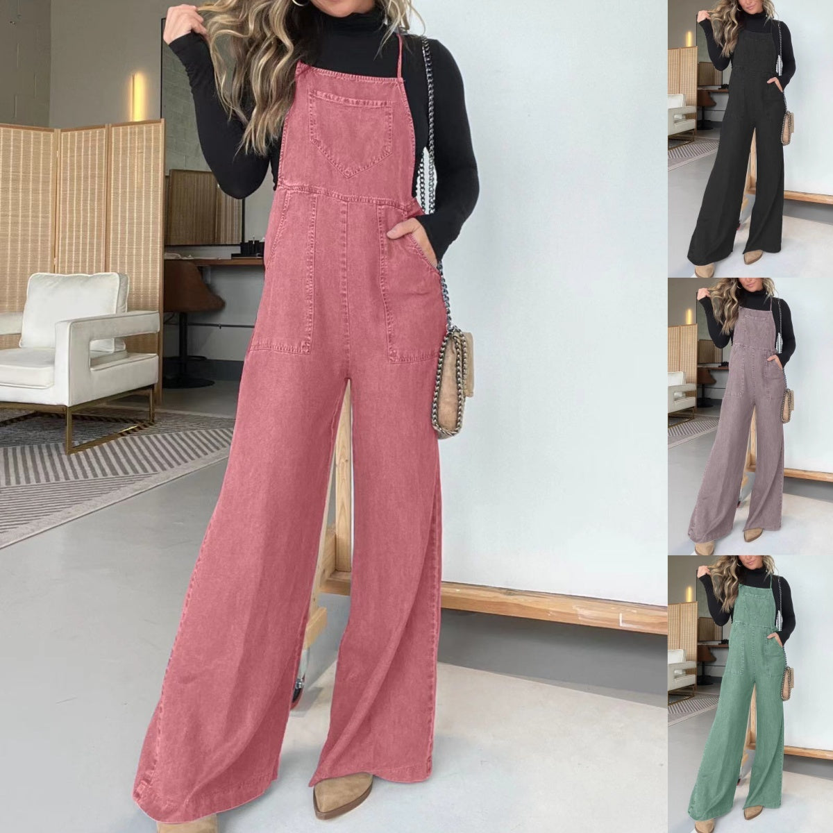 ⛱️ Summer relaxation! Sleeveless wide-leg denim bib 61 ✨% OFF Quick Rush