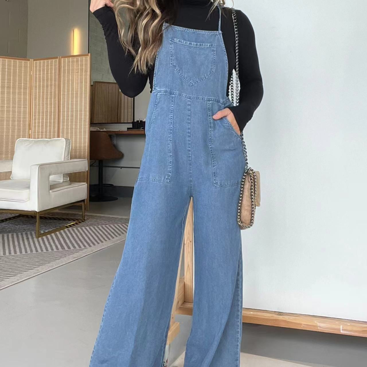 ⛱️ Summer relaxation! Sleeveless wide-leg denim bib 61 ✨% OFF Quick Rush