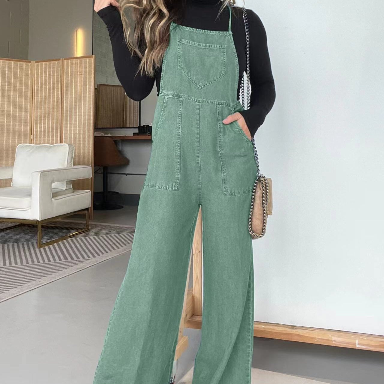 ⛱️ Summer relaxation! Sleeveless wide-leg denim bib 61 ✨% OFF Quick Rush