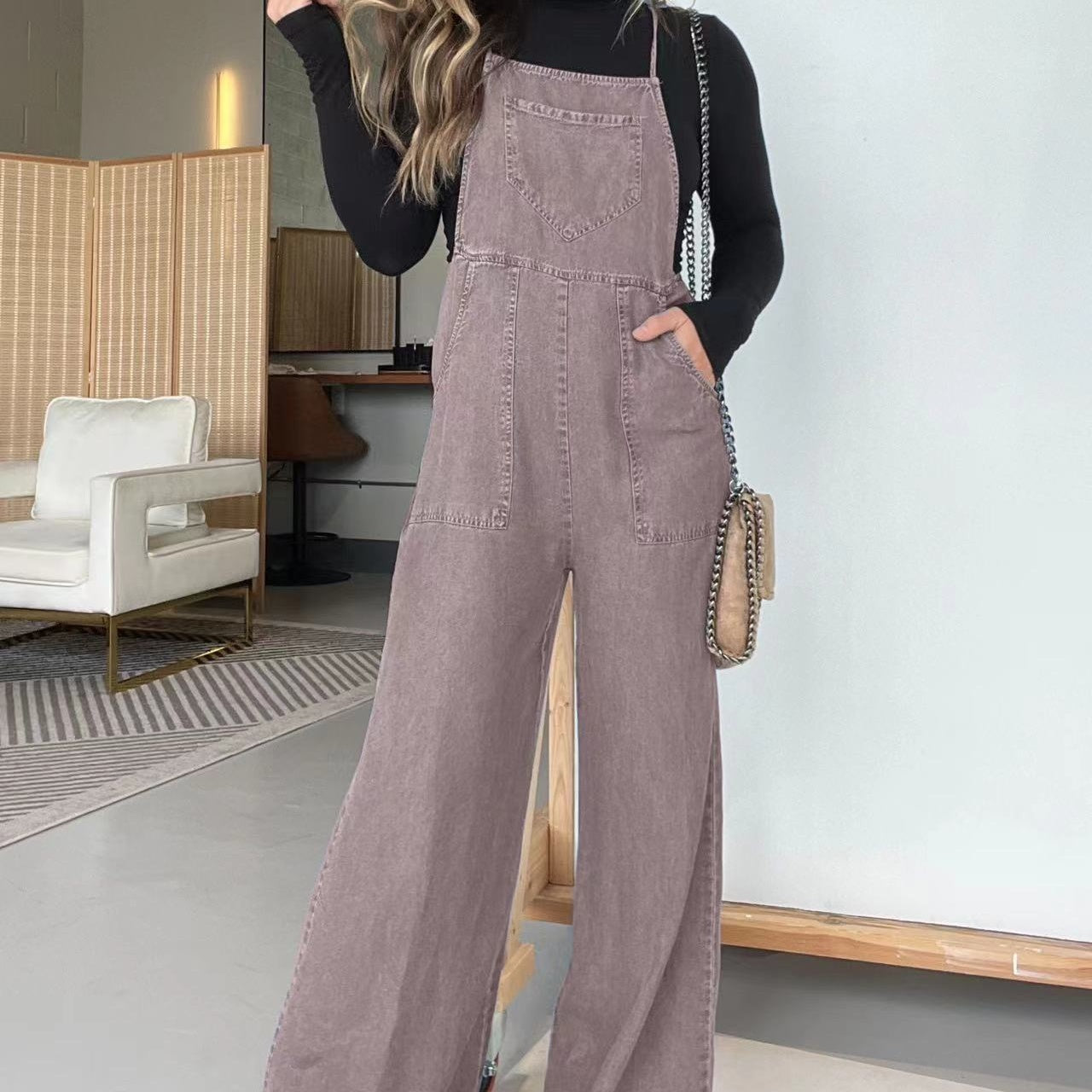 ⛱️ Summer relaxation! Sleeveless wide-leg denim bib 61 ✨% OFF Quick Rush