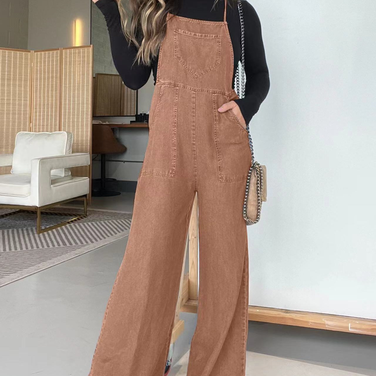 ⛱️ Summer relaxation! Sleeveless wide-leg denim bib 61 ✨% OFF Quick Rush