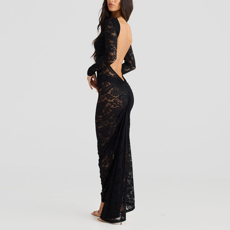 👗🔥Sexy Backless Lace Maxi Dresses