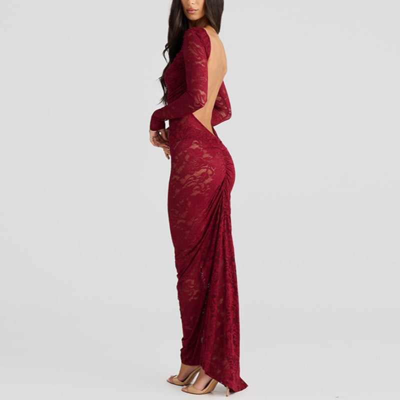 👗🔥Sexy Backless Lace Maxi Dresses