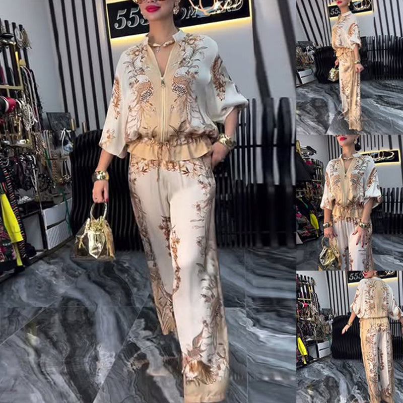 Women’s Elegant Zip-Up Two-Piece Set