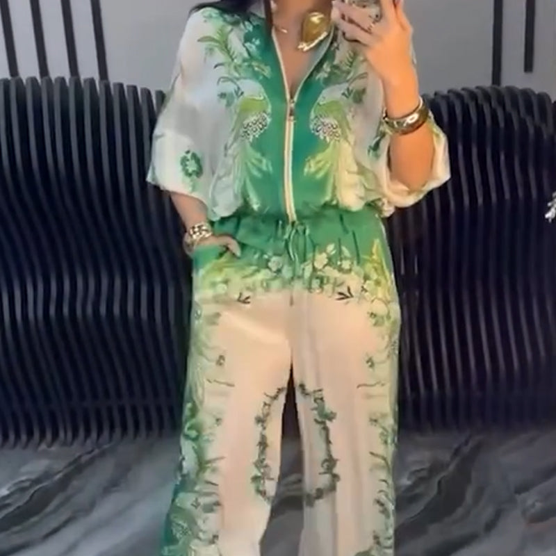 Women’s Elegant Zip-Up Two-Piece Set