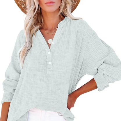 👑 Goddess vibe! A long-sleeved top with a mesh button collar, exuding gentle charm 💖