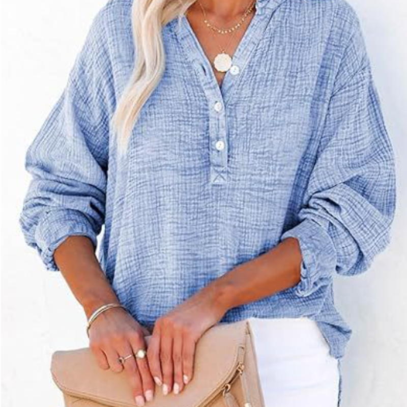 👑 Goddess vibe! A long-sleeved top with a mesh button collar, exuding gentle charm 💖